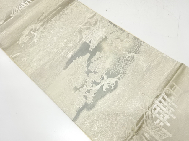 アンティーク　プラチナ箔　住吉の松織り出し袋帯（材料）